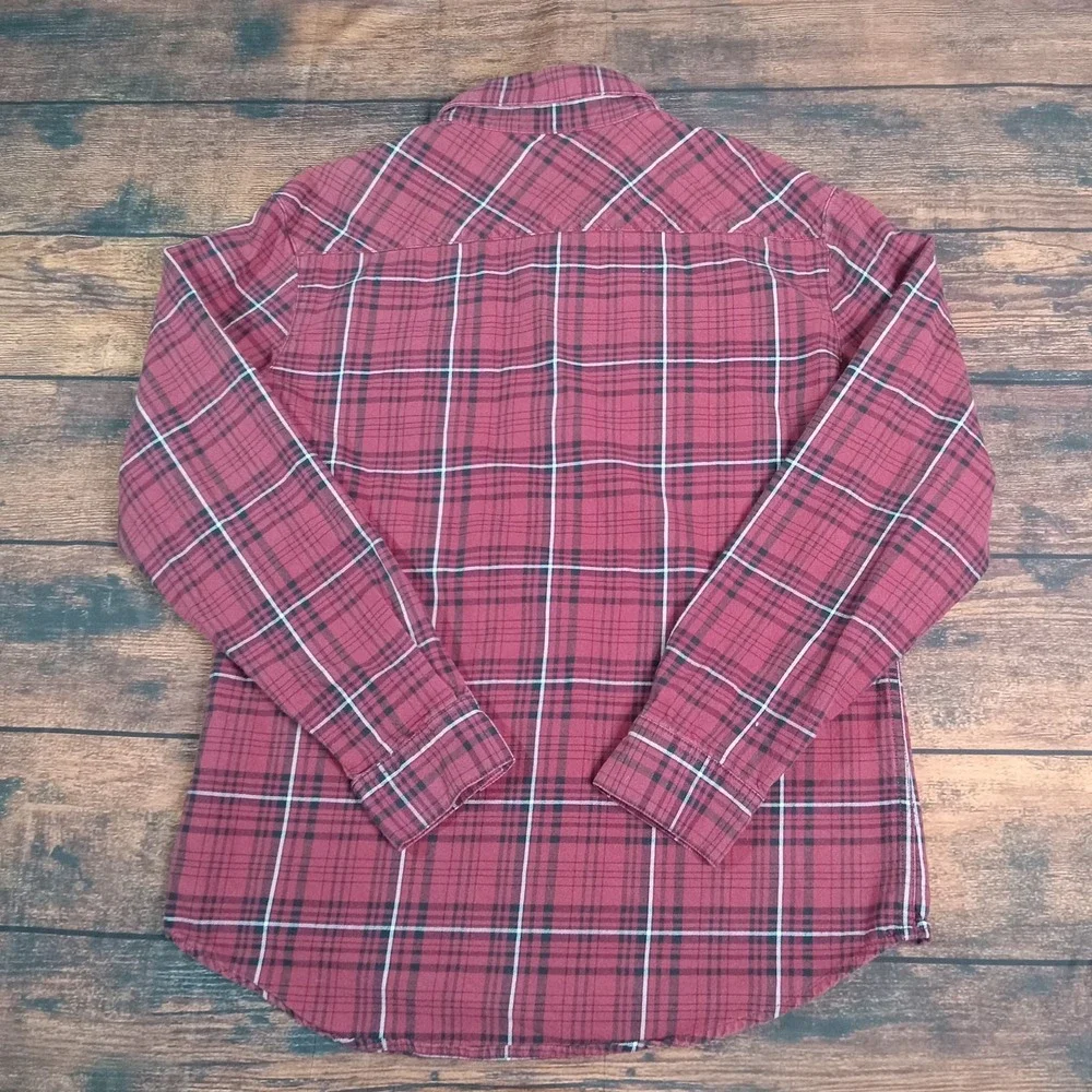 Harley Davidson Long Sleeve Button Up Flannel Shirt Men's Medium‎ Red Plaid